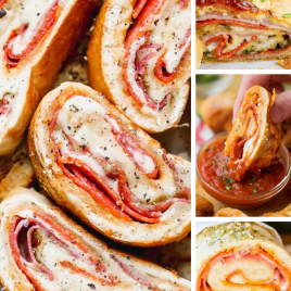 A close up of food, with Stromboli