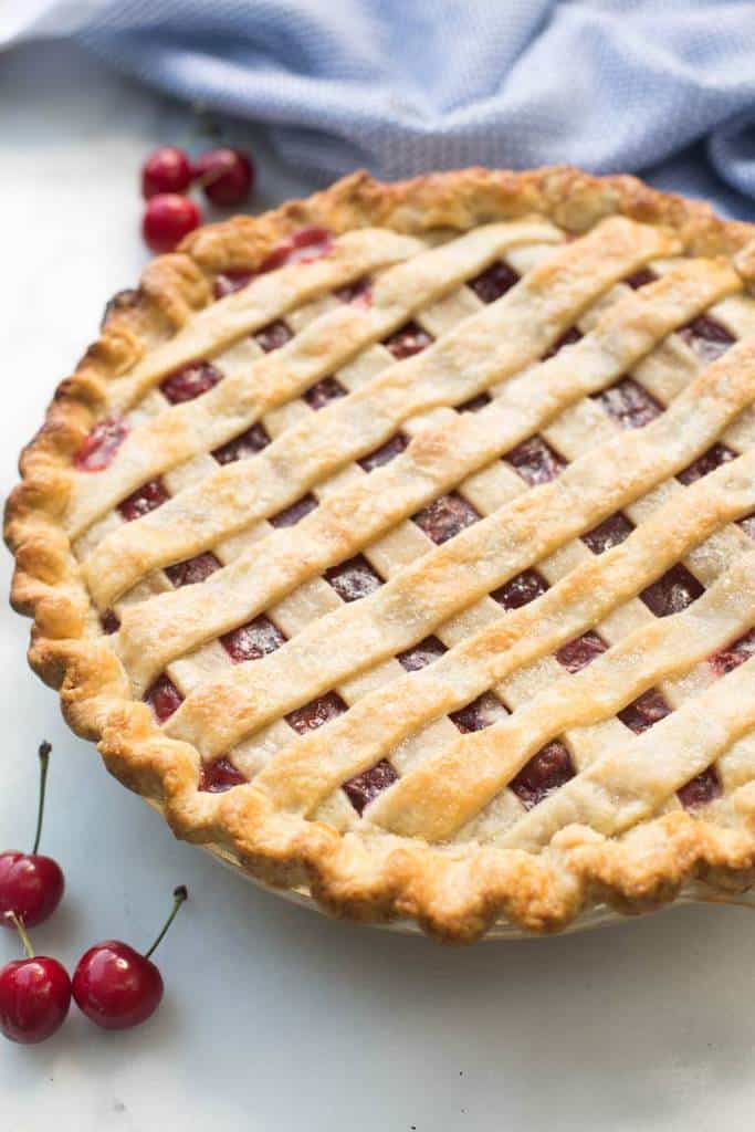 Homemade cherry pie is such an easy pie recipe and works great with fresh or canned cherries, so you can enjoy cherry pie all year round!