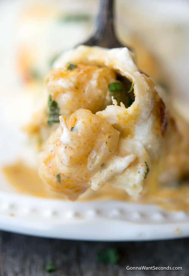 Succulent shellfish and a rich, creamy sauce make these Shrimp Enchiladas truly something special – a Tex-Mex staple transformed into good old-fashioned comfort food.