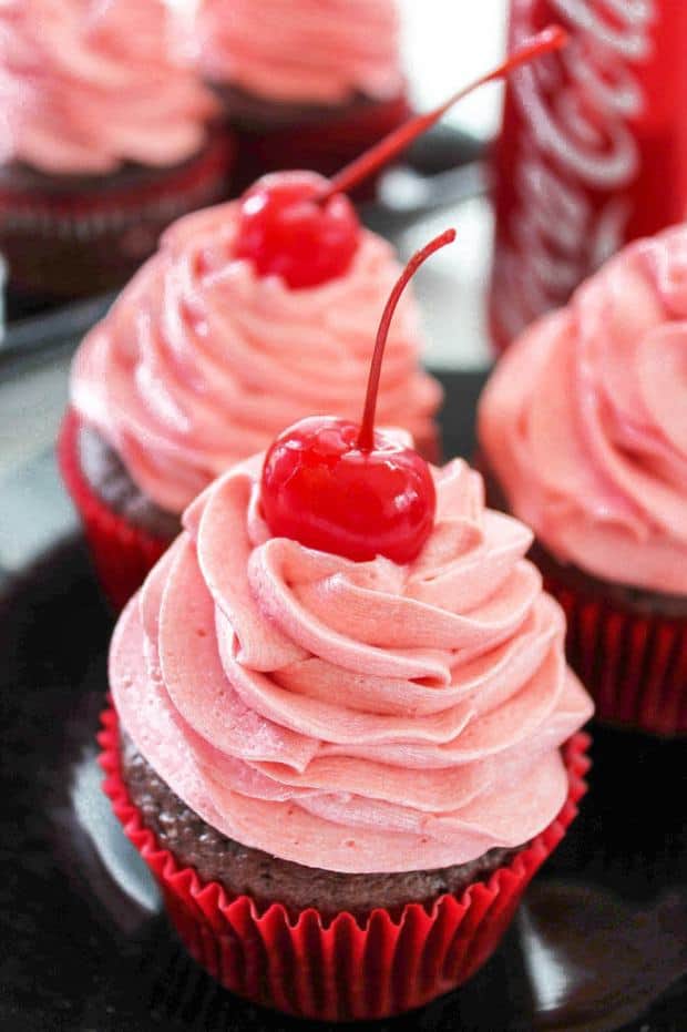The sweet taste of your favorite summer drink in just a few bites. Refresh yourself with a rich chocolate cherry cupcake with Cherry Coke in the batter AND the frosting.