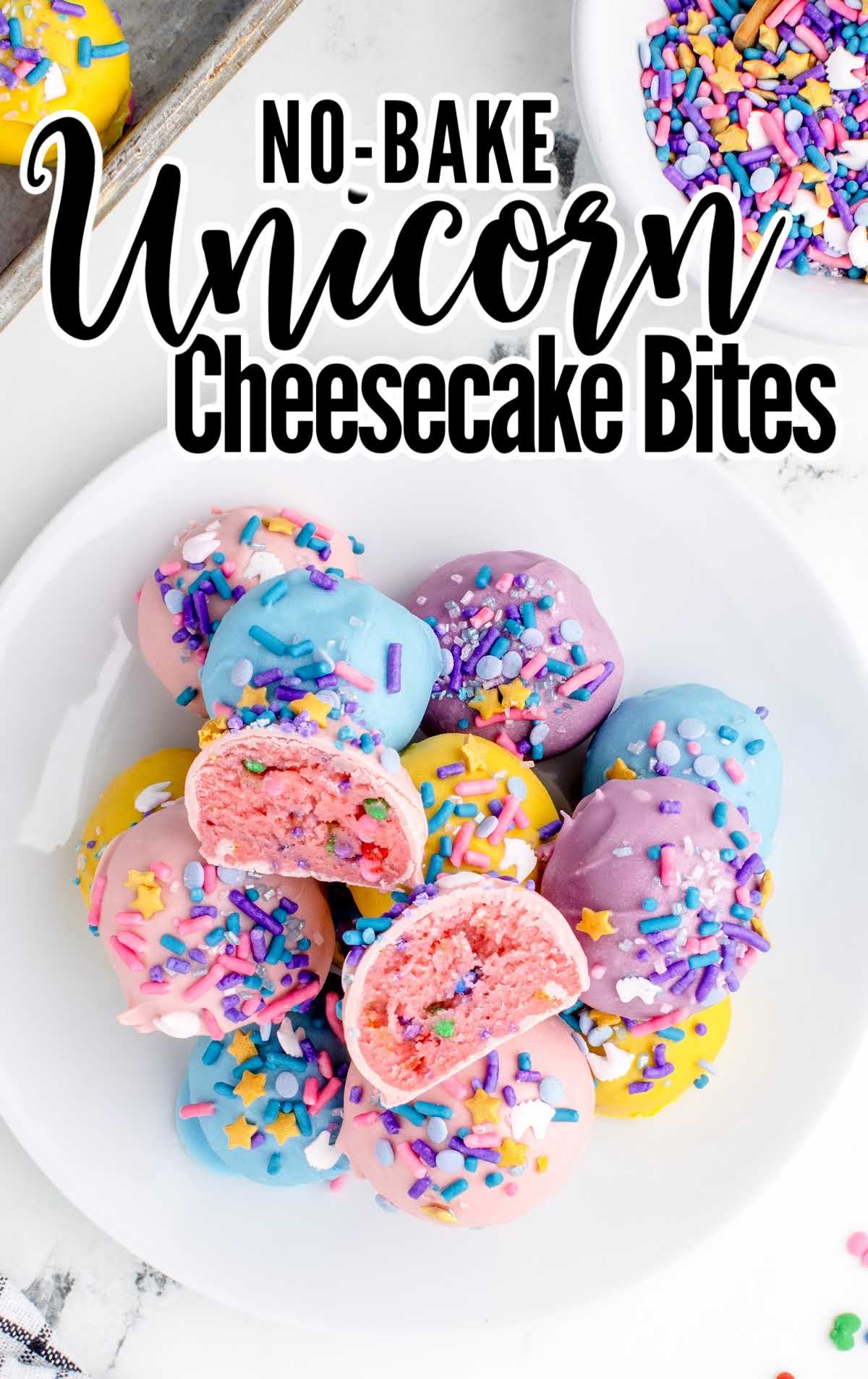 unicorn cheesecake bites