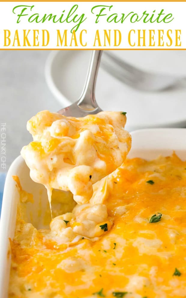 This baked mac and cheese is a family favorite recipe, loved by children and adults. My version uses a combination of cheeses for a gloriously cheesy dish!