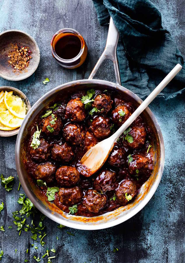 Paleo friendly 5 Spice BBQ Meatballs with a zippy Orange Hoisin sauce! These Asian Style BBQ meatballs are quick to prep and cooked in just 30 minutes. Natural ingredients, no refined sugar options, and packed with lean protein Serve as an appetizer, meal, or a healthy protein for easy meal prep planning. Freezer friendly ya’ll!