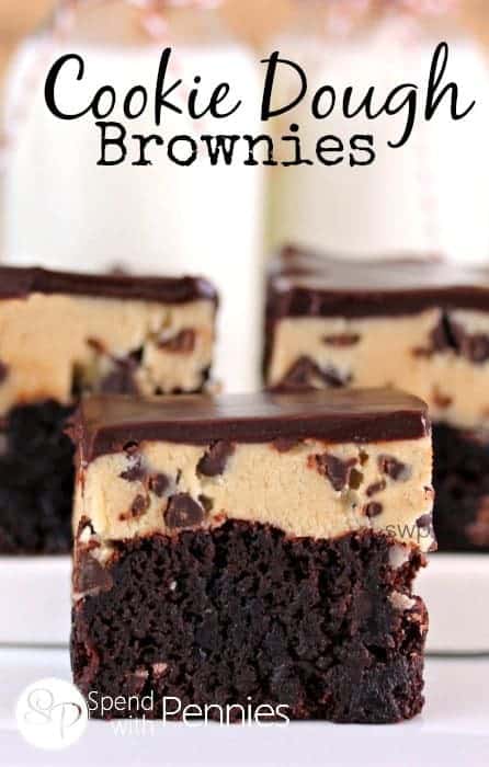 These Cookie Dough Brownies are absolutely mind blowing.  These are the BEST brownies you’ll ever have!