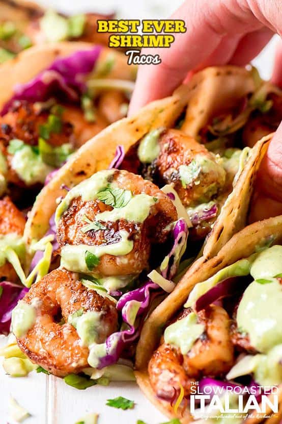 Take Taco Tuesday to the next level with these quick and easy Shrimp Tacos with Avocado Cilantro Sauce.
