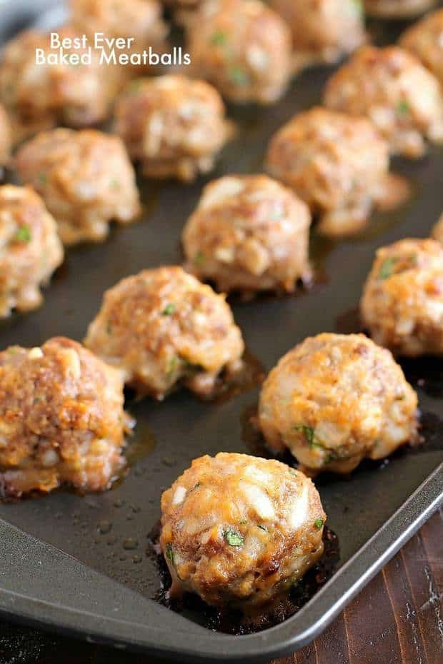 Baked Meatballs that are some of the best ever meatballs in the history of all meatballs! Such a simple and easy meatball recipe. Very tender and flavorful!