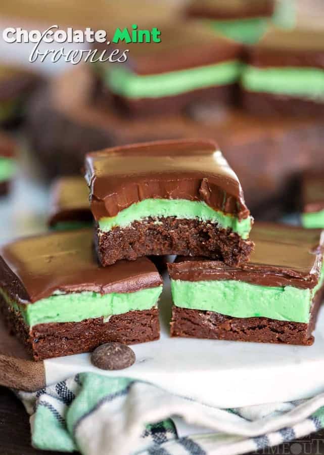 These incredible Chocolate Mint Brownies feature a decadent ganache topping, creamy mint filling, and a moist, rich brownie base.