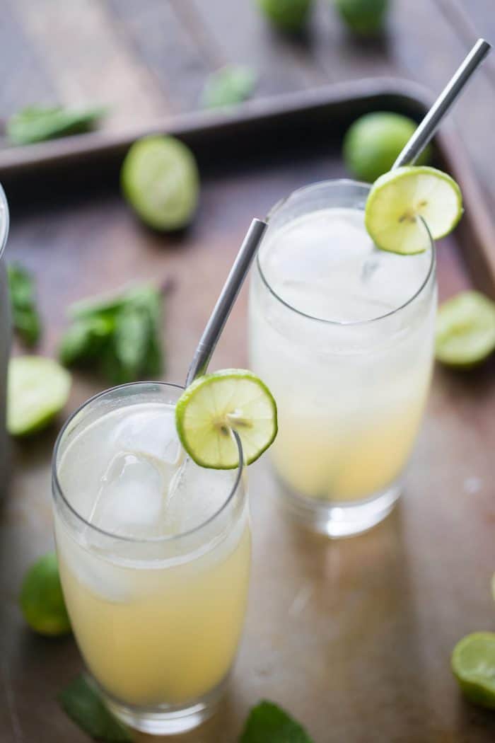 A Vodka Collins with the tangy, summery taste of key limes!  This cocktail is the quintessential summer cocktail!