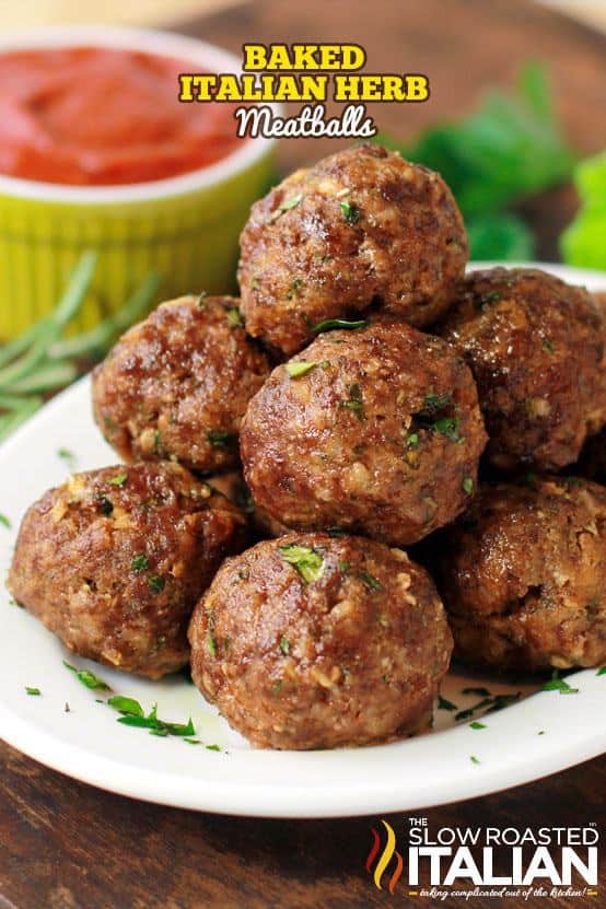 Best Ever Italian Herb Baked Meatballs are the perfect recipe to learn how to make meatballs the right way. They are truly the most amazing meatballs we have ever had. Our baked meatballs are beautifully browned on the outside and tender and juicy on the inside.