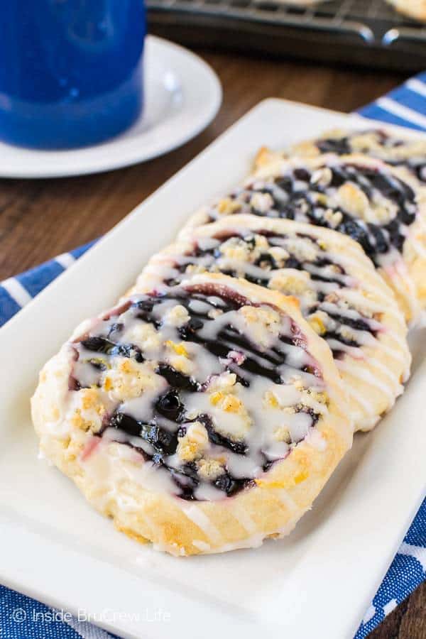 This easy Homemade Blueberry Lemon Danish is delicious way to start out the day. A soft dough and blueberry pie filling makes these breakfast treats come together so quickly.