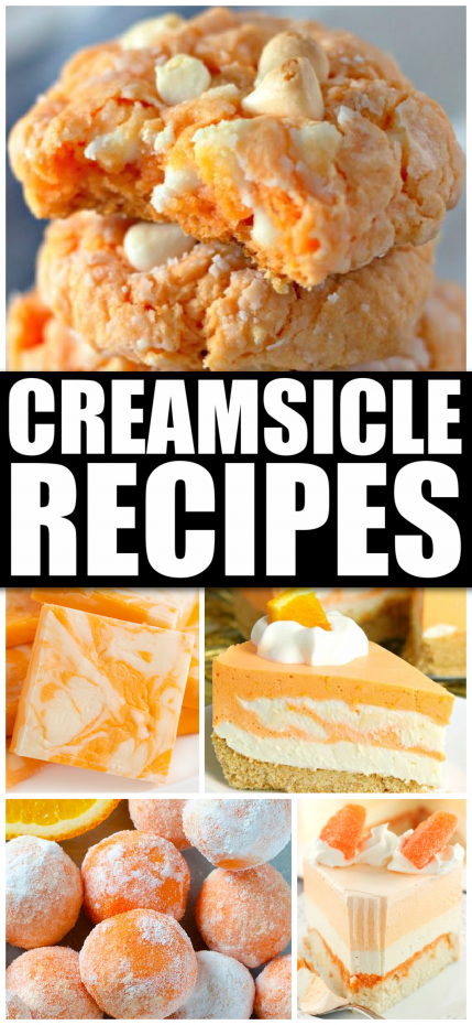 A bunch of different types of food, with Cream and Orange