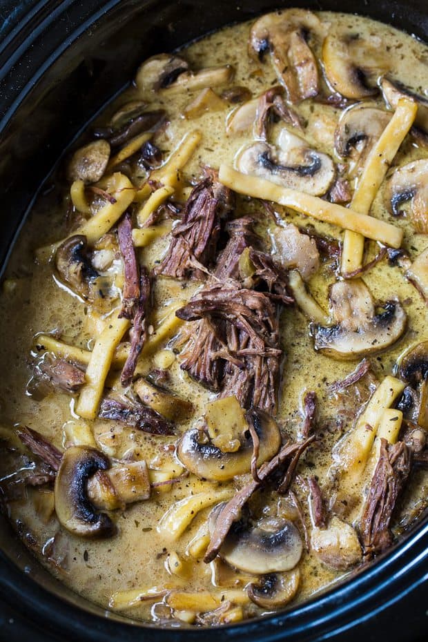 Comfort food doesn’t get any better than Slow Cooker Beef and Noodles with Mushrooms. The meat cooks up so flavorful and tender. With lots of mushrooms and egg noodles, this is a filling, one dish meal.
