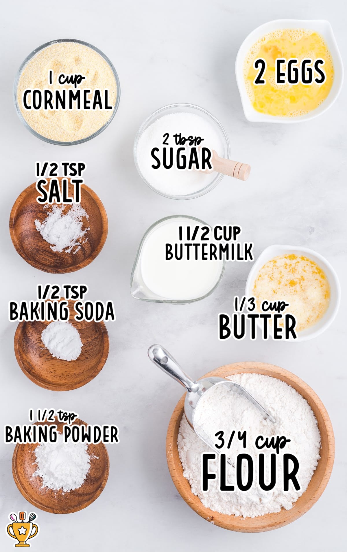 Ingredients to make cornbread
