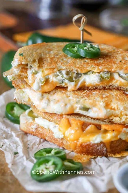 A close up of food, with Cheese and Sandwich