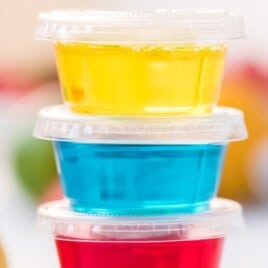 Vodka Jello Shots stacked on one another