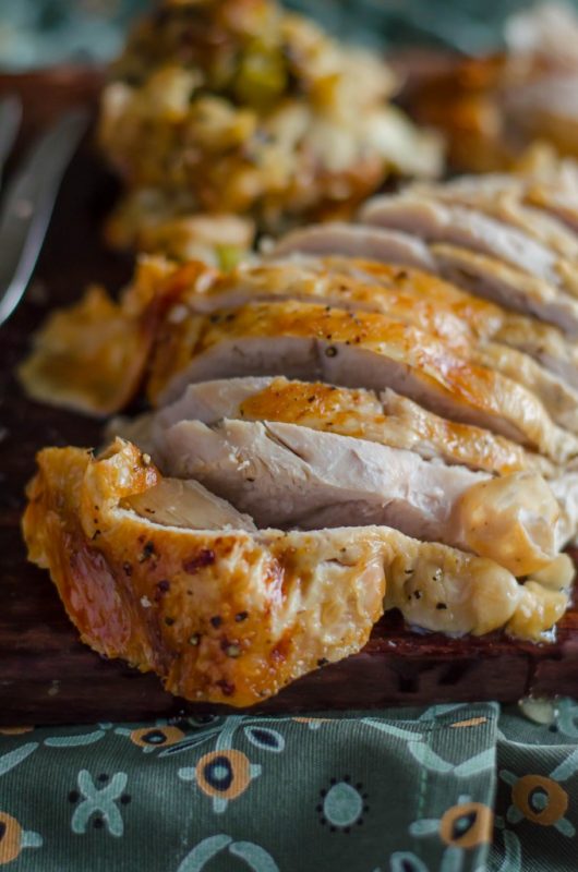 A close up of food, with Turkey breast