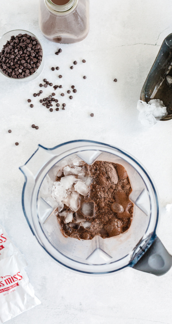 Frozen Hot Chocolate ingredients in blender