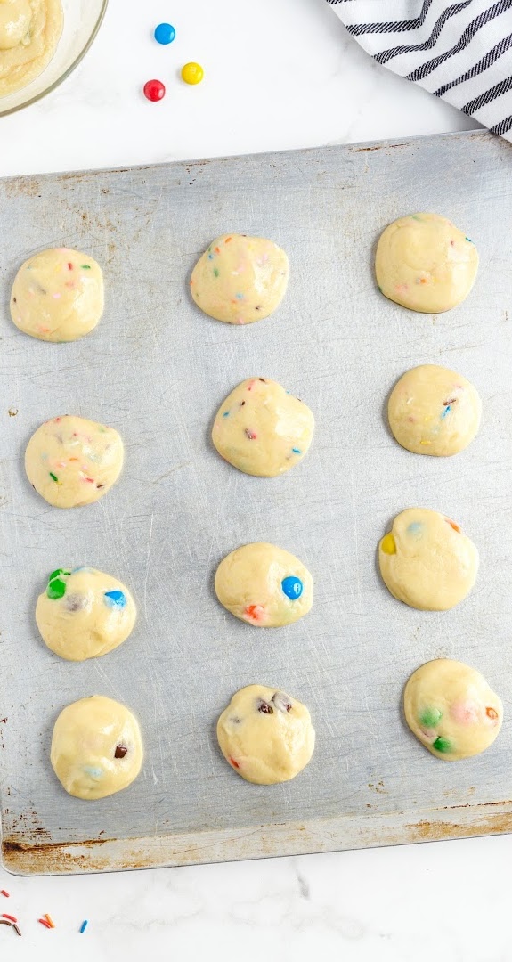 balls of dough on a cookie sheet