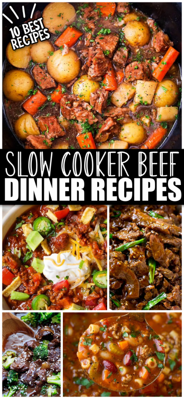 A bunch of different types of food, with Slow cooker beef