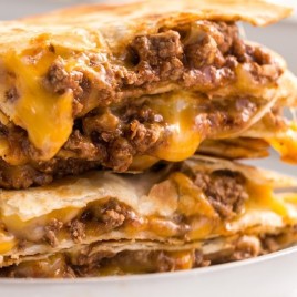 Cheesy Beef Quesadillas stacked