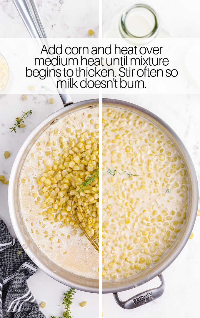 add corn and heat in pot