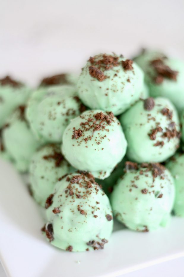 A plate of food, with Mint and Chocolate