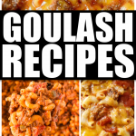 A pizza with many different types of food, with Goulash and easy