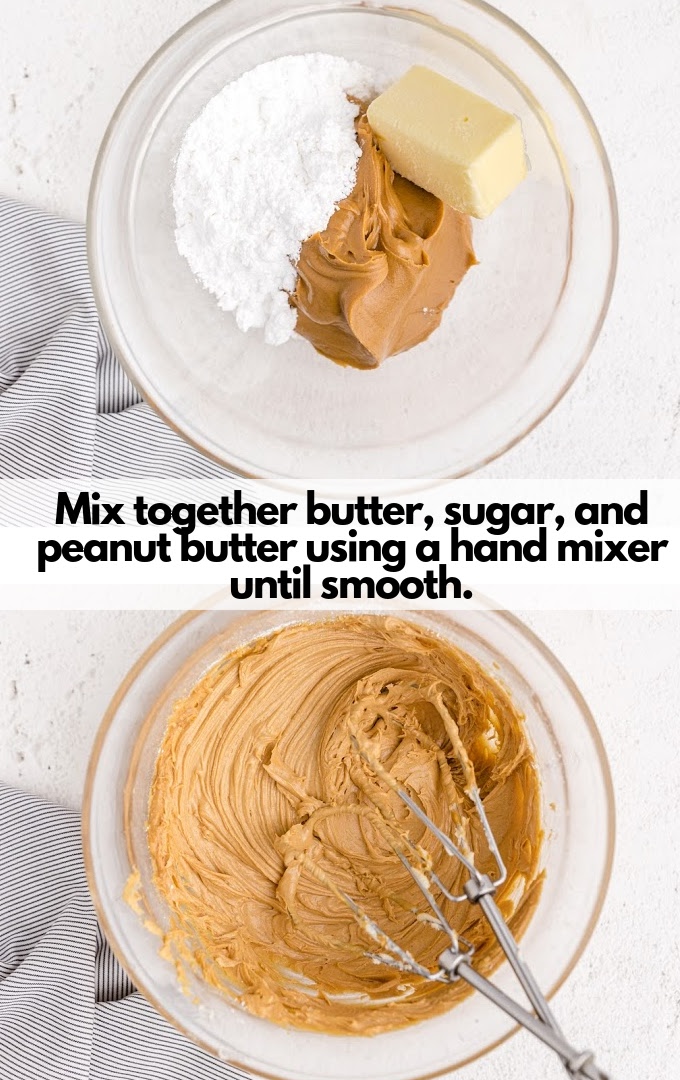 mix butter, sugar, and peanut butter