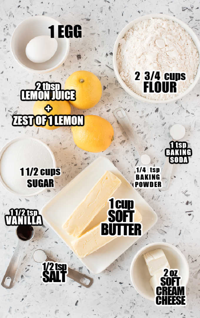 Lemon Sugar Cookies Ingredients
