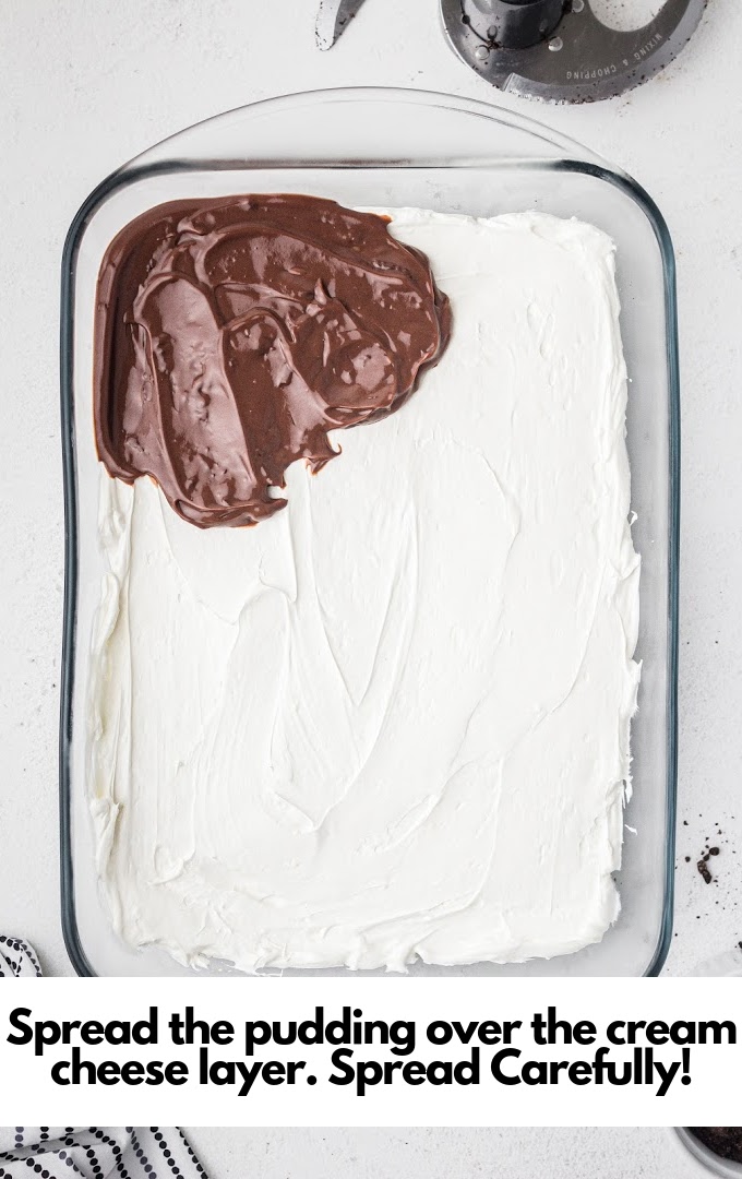 layer chocolate over cream cheese layer