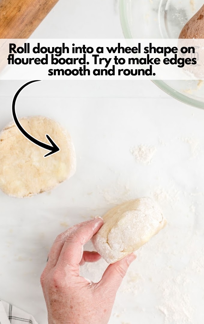 dough rolled into wheel shape