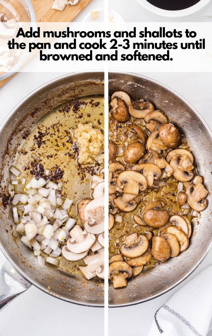 add mushrooms and shallots to pan