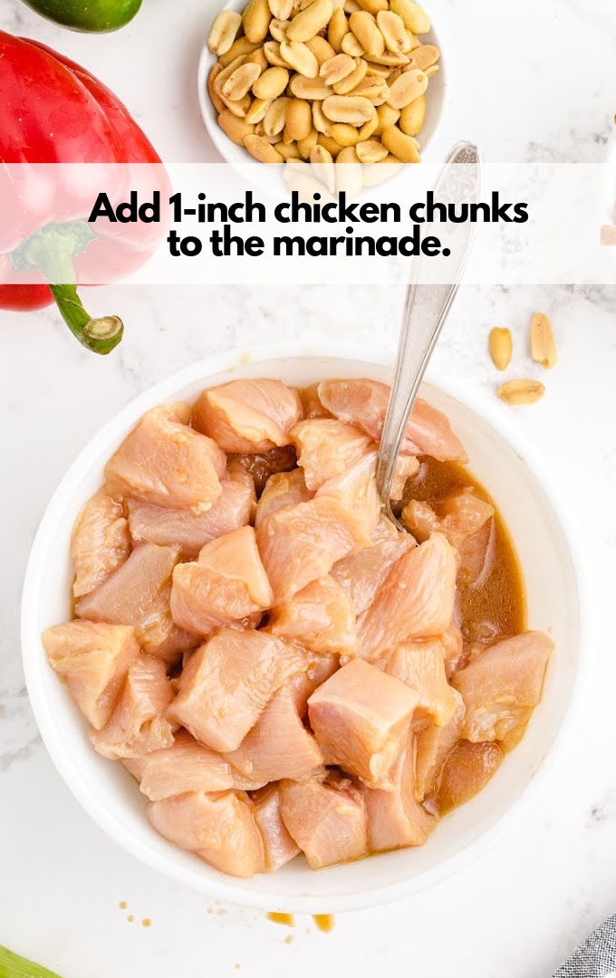 add chicken chunks to marinade