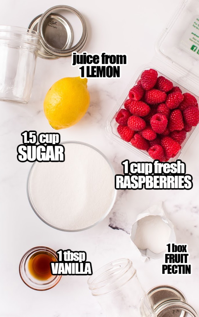 Raspberry Freezer Jam Ingredients