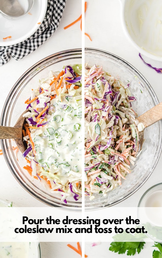 add dressing and toss coleslaw