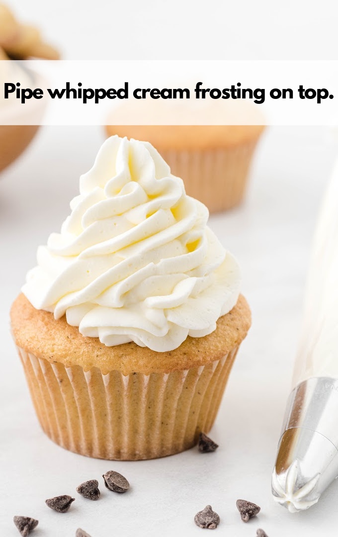 whipping cream on cupcake