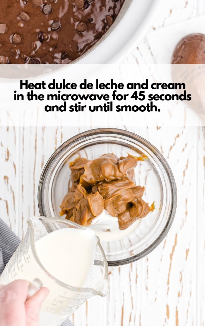 heat dulce de leech and cream in microwave
