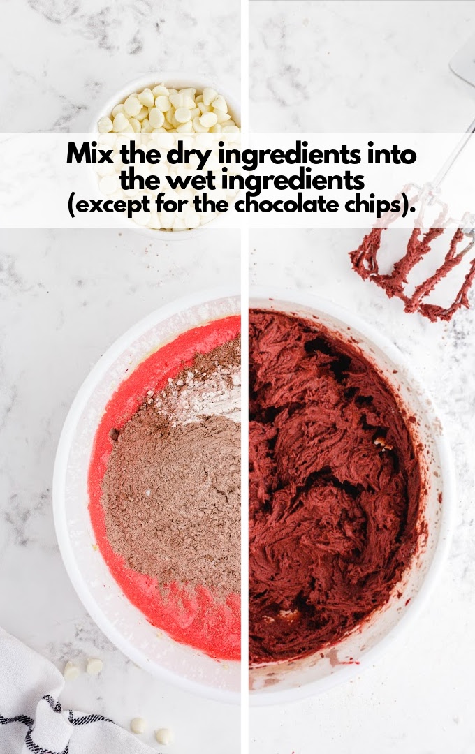 mix dry ingredients with wet ingredients