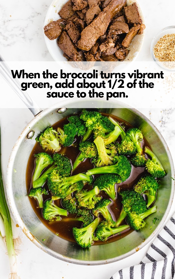 cooked broccoli in sauce