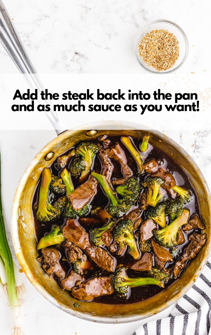 add steak to broccoli