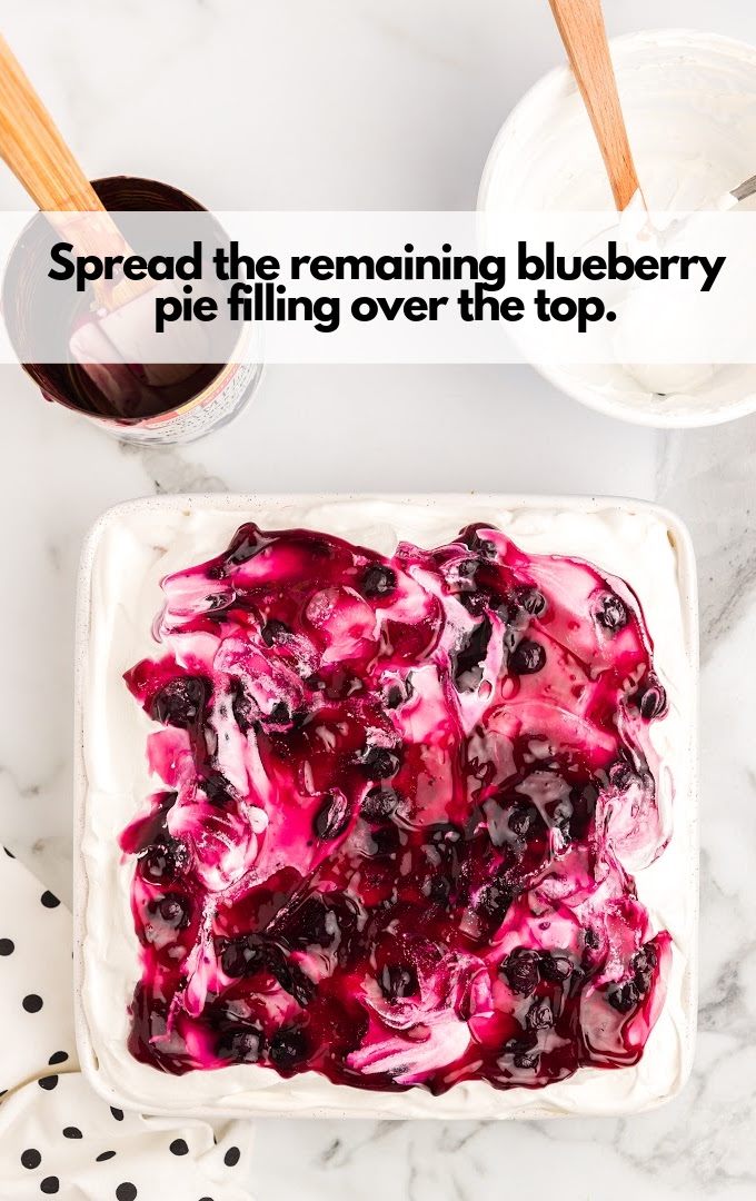 spread blueberry pie filling over top