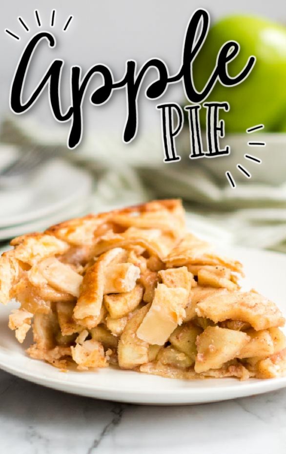 A plate of food, with Apple and Pie