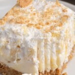 Pineapple delight Pinterest graphic featuring a creamy layered pineapple dessert with graham cracker crust and crumb topping.