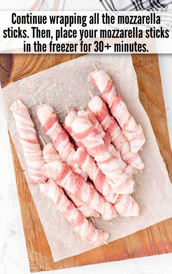 freeze bacon wrapped mozzarella sticks