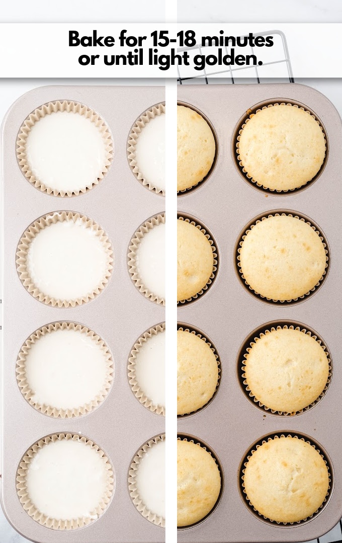bake cupcakes until golden