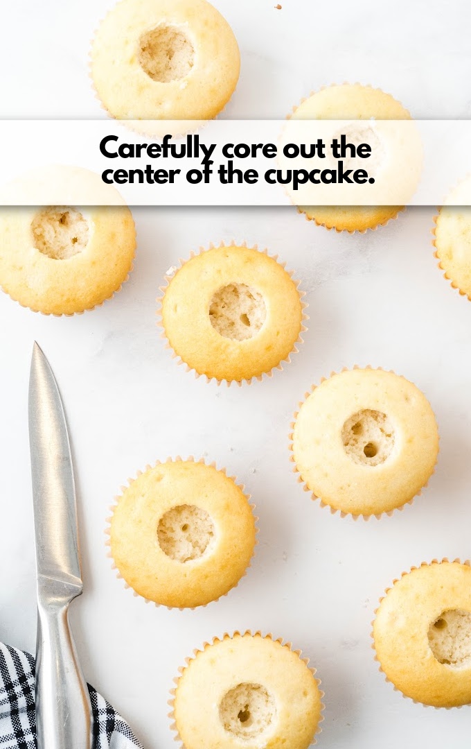 cut core of cupcakes