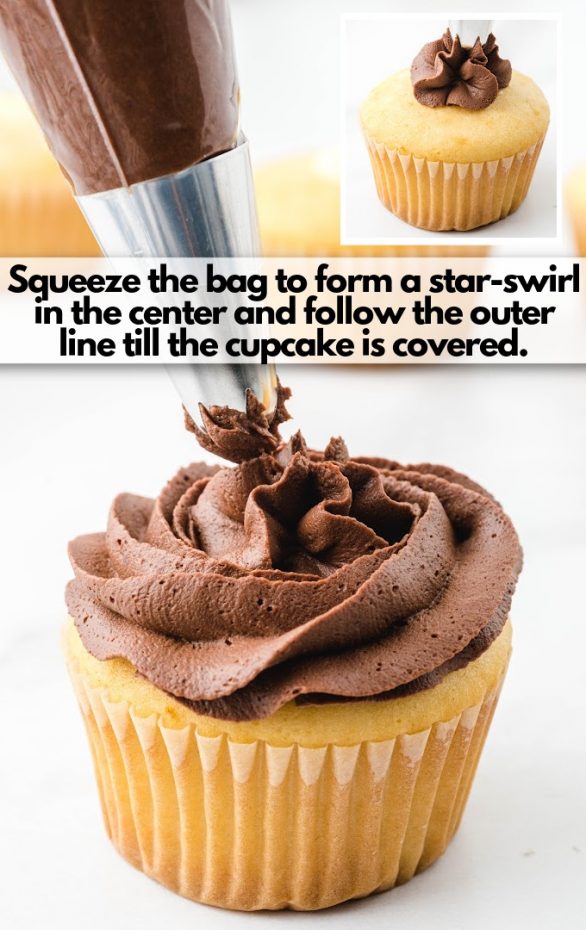 decor cupcakes with star swirl tip
