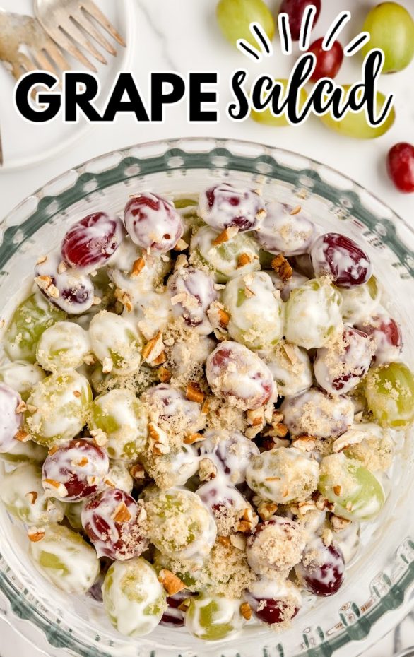 A plate of food, with Grape salad