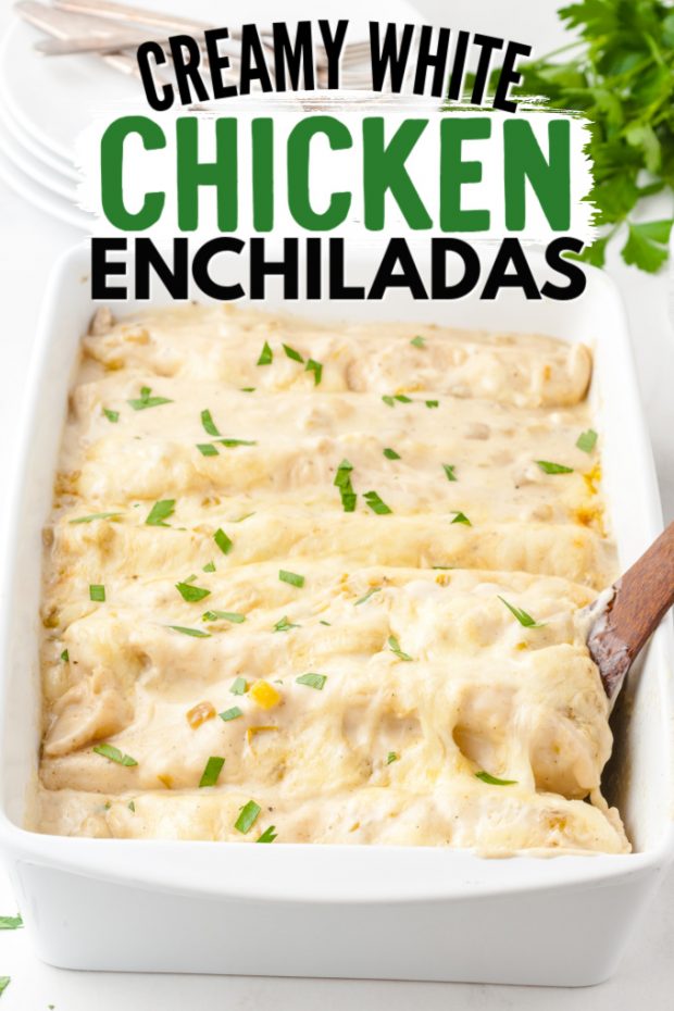 A plate of food, with Chicken and Enchilada