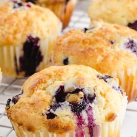 A close up of food, with Blueberry and Muffin